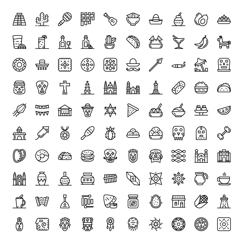mexican-culture-line-icons-full-preview