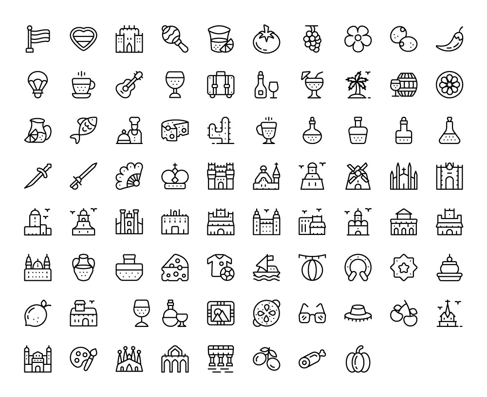 spanish-culture-line-icons-full-preview