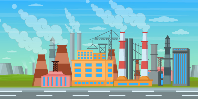 A trendy background illustration of factory