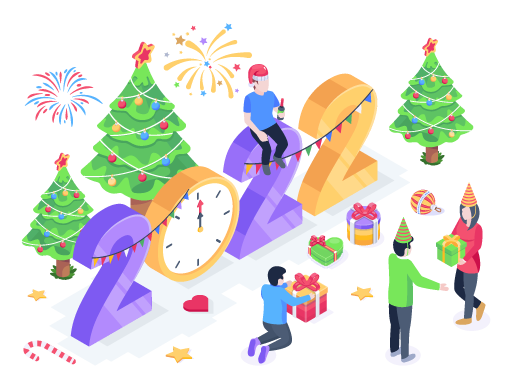 A well-designed isometric illustration of new year celebrations