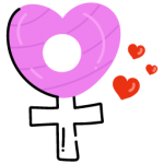 Gender sign with hearts, concept of women love flat icon