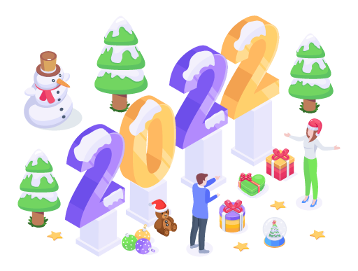An illustration of new year event in isometric style