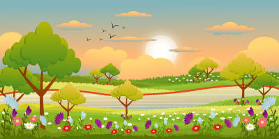 A premium spring background illustrating lake