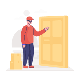 A doorstep delivery flat vector, shipping services