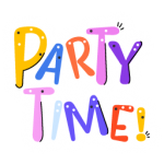 Beautiful flat sticker of party time with editable facility