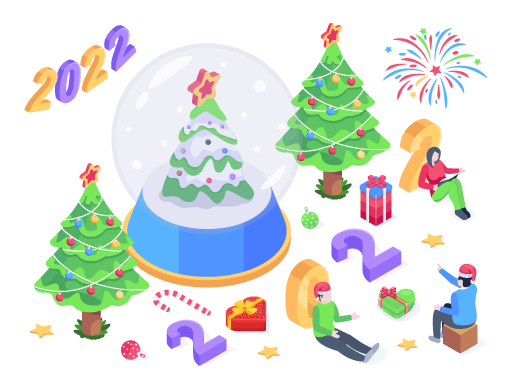 Isometric illustration of new year decorations is up for premium use