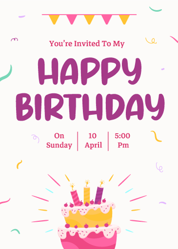 Birthday greeting card with editable graphics and lettering