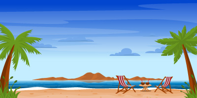 A beach background flat vector illustration