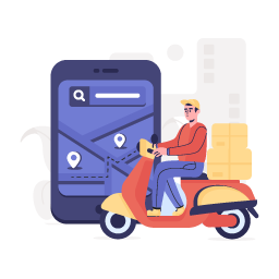 A scooter delivery vector in flat style