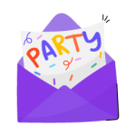 Invitation card, a flat sticker of party envelope