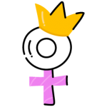 Female sign with crown showing a concept of woman is queen, flat icon of queen gender