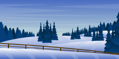 Snowy trees land, flat background of winterscape
