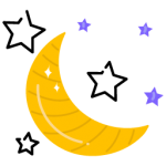 Moon and stars, flat icon of night