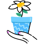 Hand holding a beautiful flower pot, editable flat icon