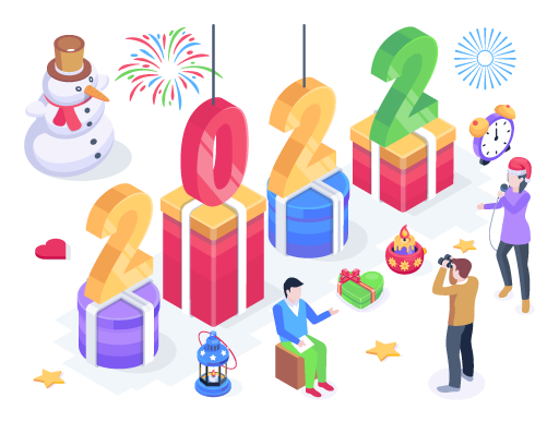 Download this trendy isometric illustration of new year party