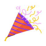 A flat sticker of party horn, party celebration