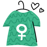 Shirt with female gender sign, flat icon of feminist shirt
