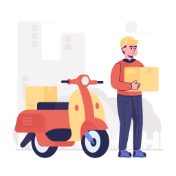 A scooter or motorcycle delivery vector in flat style