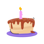 Party celebrations, a flat sticker of cake