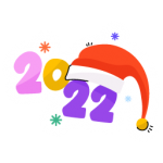 2022 numbers and cap showing the concept of new year party, flat sticker