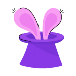 Rabbit ears inside cap, a flat sticker of magic hat