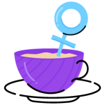 Tea cup with female gender sign, flat icon of feminist tea