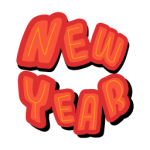 Lettering style sticker, a flat vector of new year
