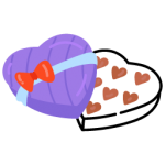 Heart shaped chocolates inside box, flat icon of chocolate gift