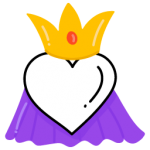 Heart with crown, flat icon of precious love