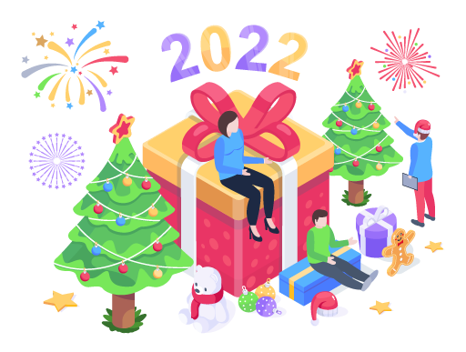 A beautifully crafted isometric illustration of new year presents