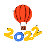 New year welcome, a flat sticker of gas balloon