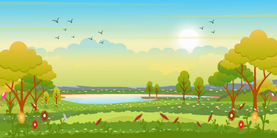 Beautiful meadows background in flat style