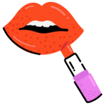 Ladies makeup accessory, flat icon of apply lipstick