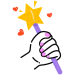 Magic wand with hearts, flat icon of love magic