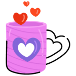 Mug with hearts, flat icon of coffee date