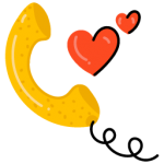 Telephone receiver and hearts, concept of romantic talk flat icon
