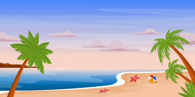 Download beach background in flat editable design