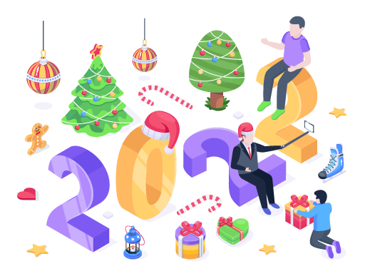 Have a look at this isometric illustration of new year activity
