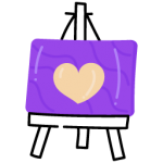 Heart on canvas, flat icon of love painting