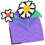 Flowers inside envelope, flat icon of friendship letter