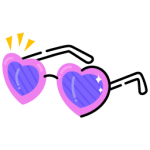 A well-designed flat icon of heart glasses
