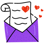 Envelope with romantic letter, flat icon