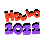 Modern flat design sticker of hello 2022