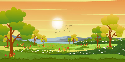 A perfect illustration of spring sunrise, background vector