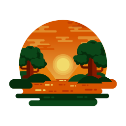 A trendy flat vector design, mini sunset landscape illustration