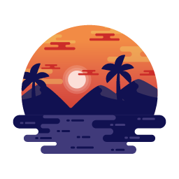Grab this premium flat illustration of beach sunset