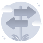 A modern flat rounded icon of direction signs