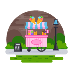 Flat illustration of dessert cart is up for premium use