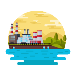 Get your hands on this flat vector of industrial plant