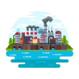 Flat illustration of industrial pollution, high quality graphics